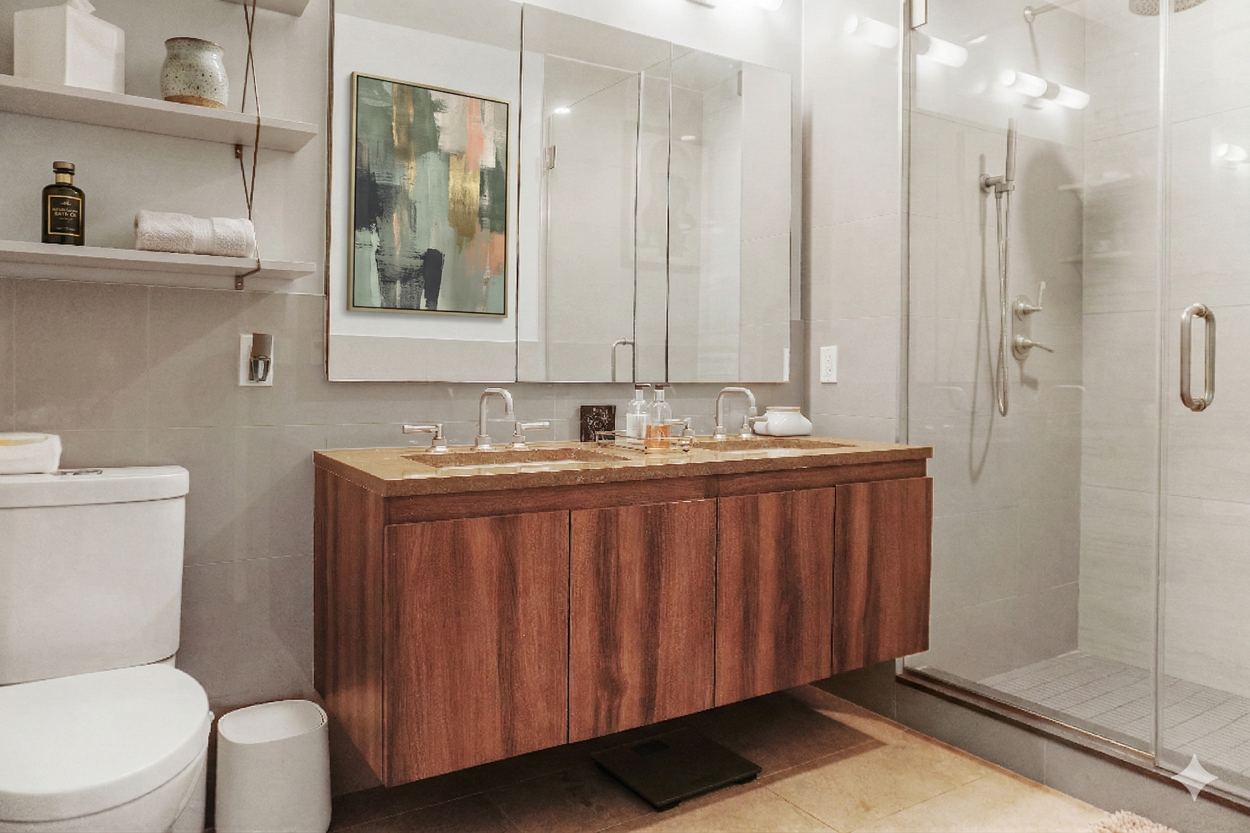 147 Hope Street, Unit 4I Brooklyn, NY 11211 - Photo 4 of 16 a bathroom with a sink a toilet and shower