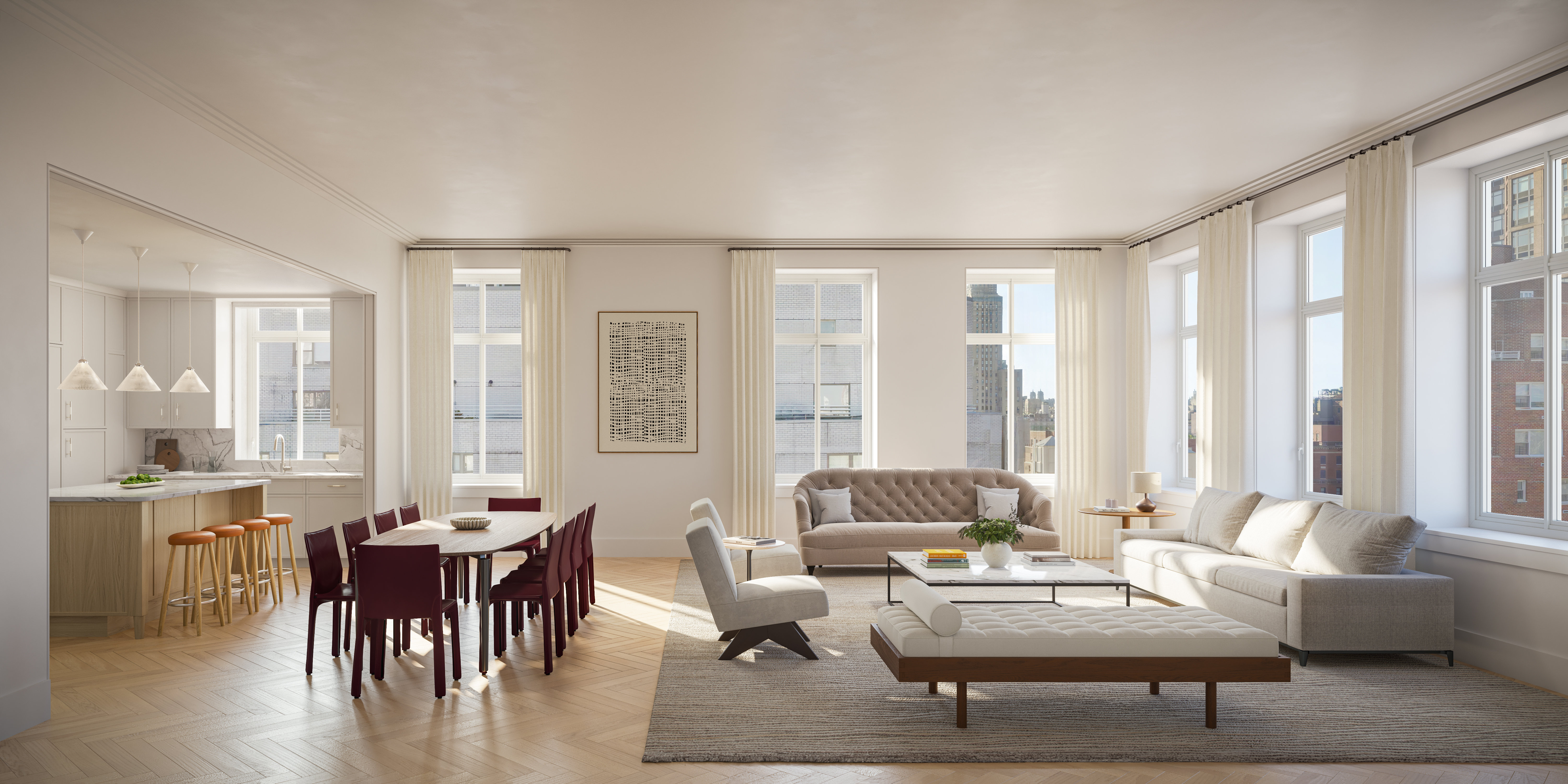 200 East 75th Street, Unit 7A Manhattan, NY 10021 - Photo 1 of 24 a living room with furniture and large windows
