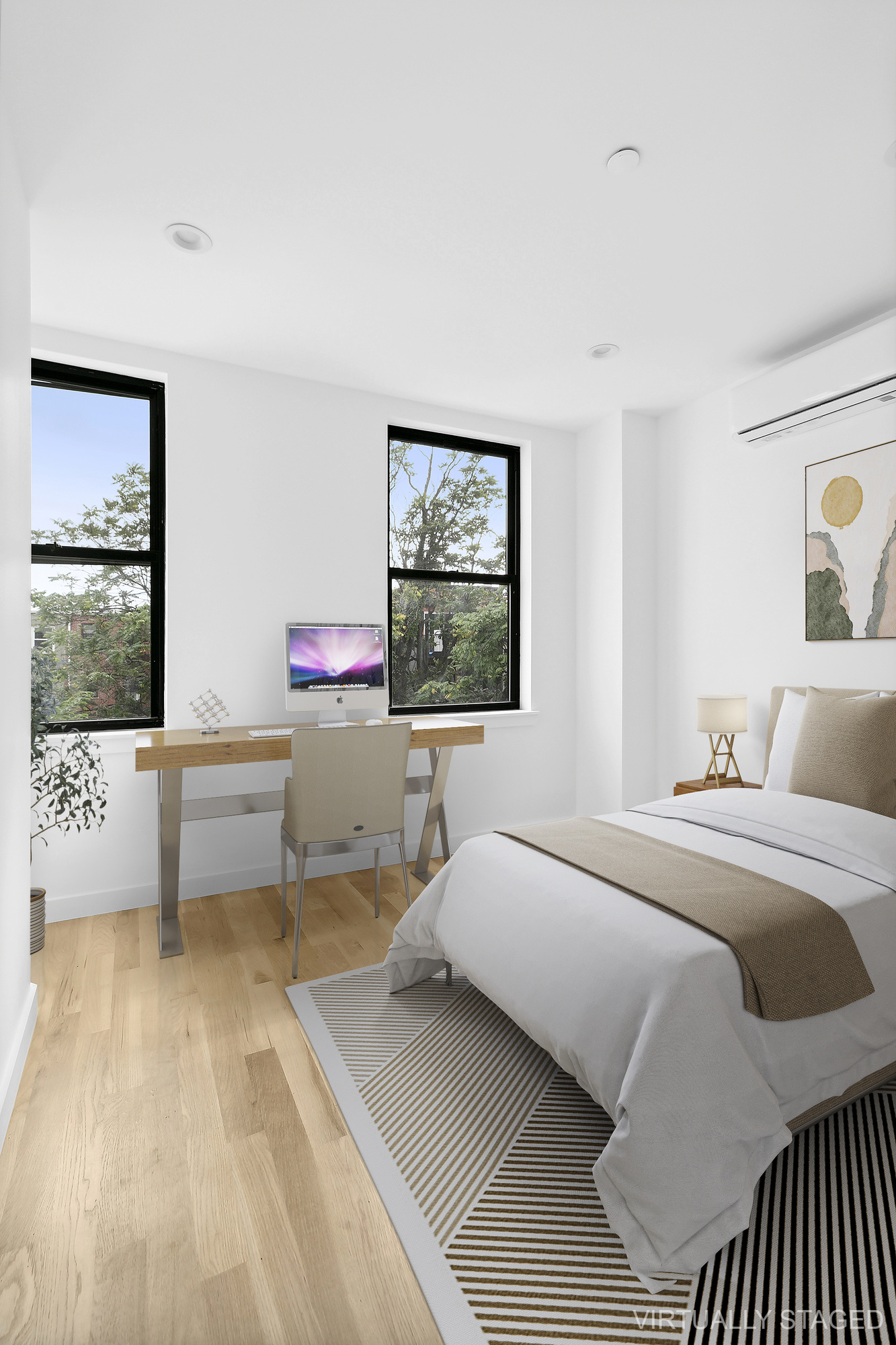 116 Madison Street Brooklyn, NY 11216 - Photo 6 of 20 a bedroom with a bed and wooden floor