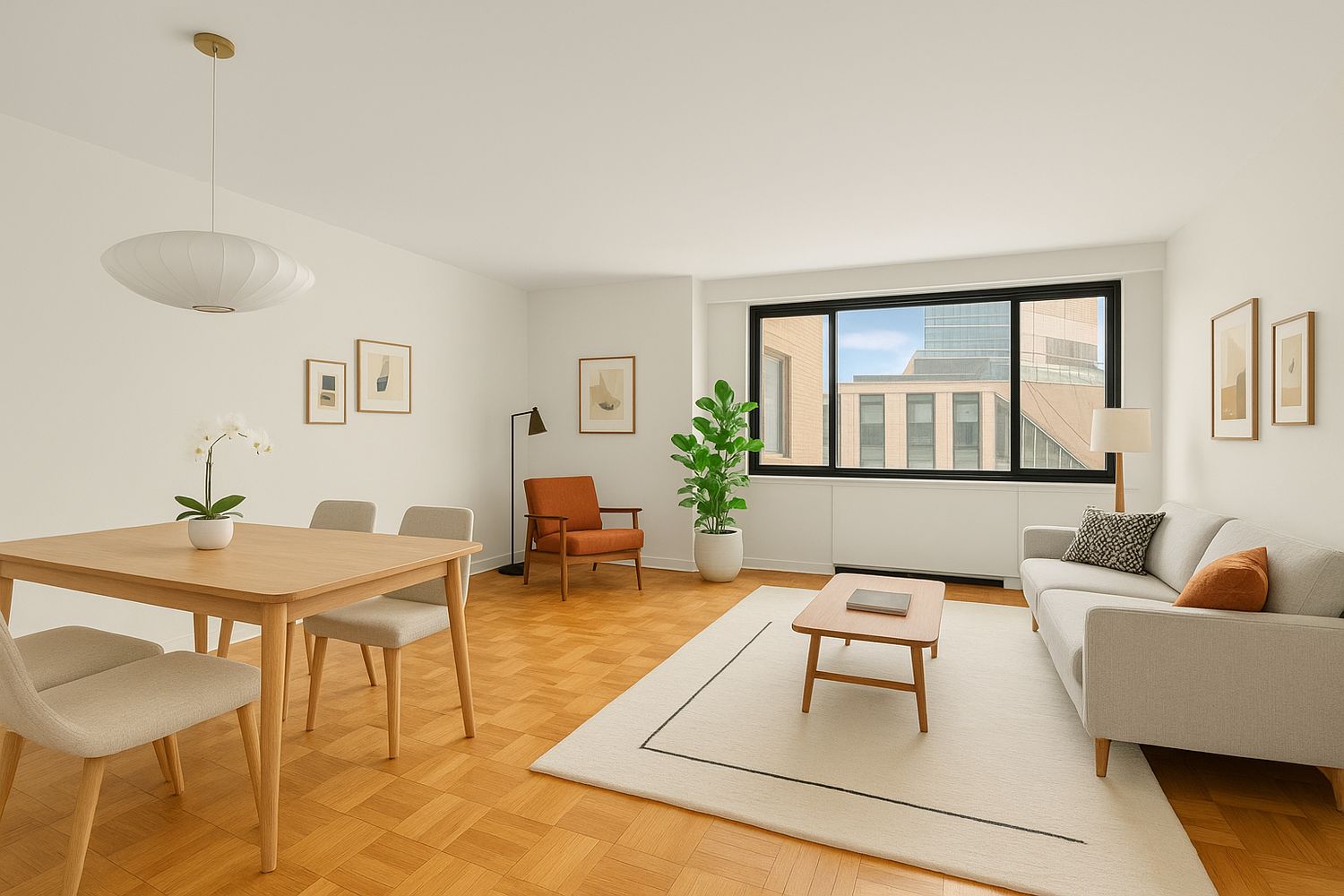 a living room with furniture and a window