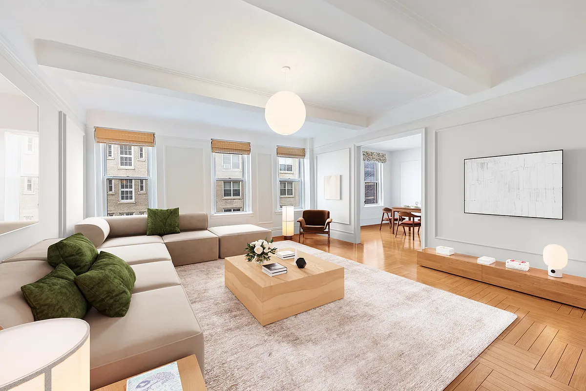 415 Central Park West, Unit 6A Manhattan, NY 10025 - Photo 5 of 25 a living room with furniture and a large window