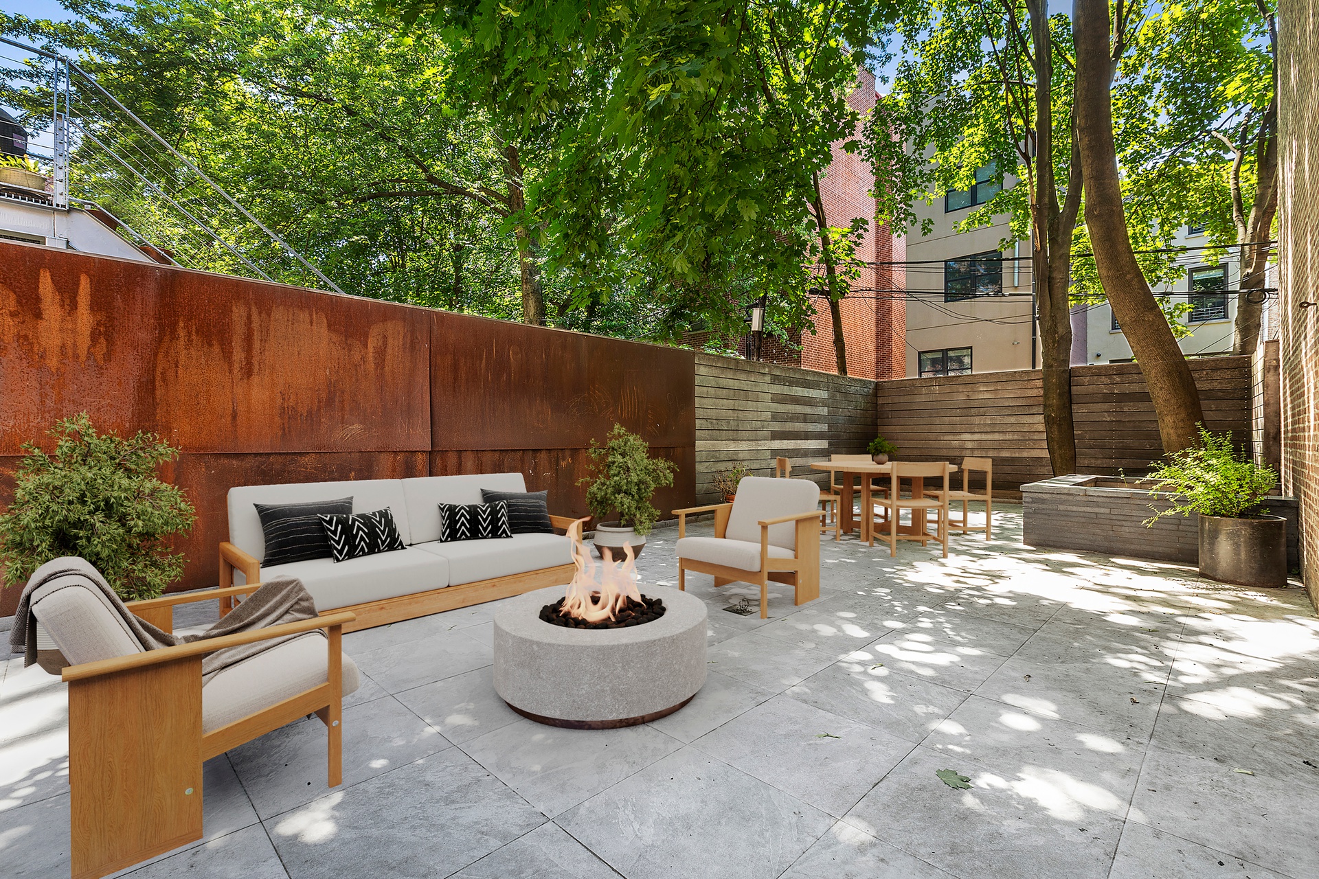 64 Clifton Place, Unit PARLOR Brooklyn, NY 11238 - Photo 3 of 17 a view of a backyard with furniture and a fire pit