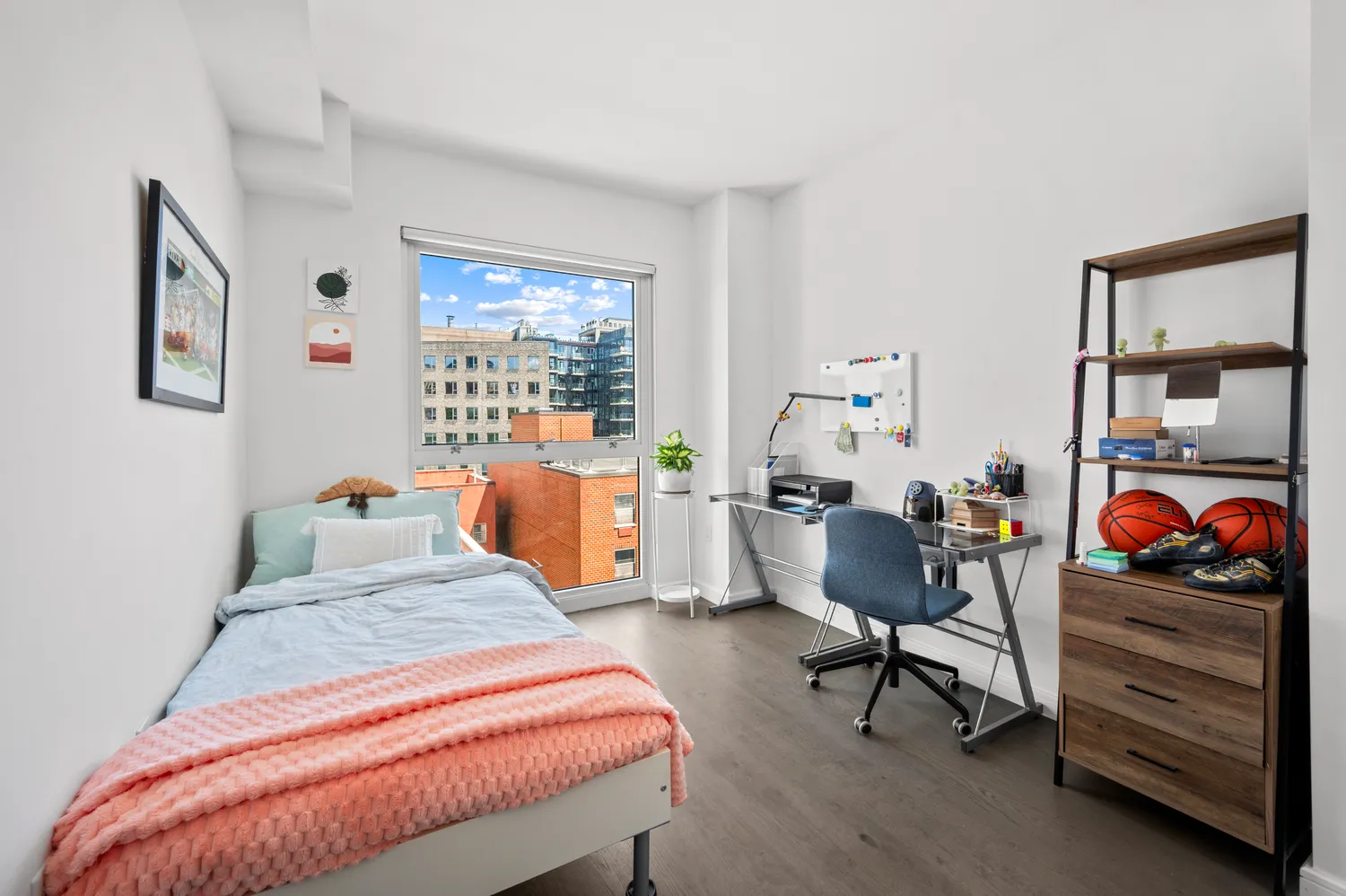 a bedroom with furniture and a bed