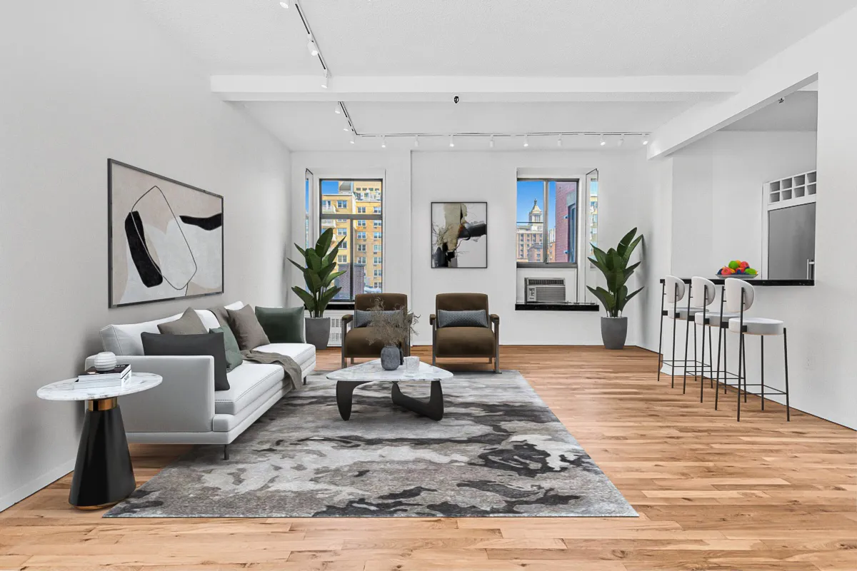 a living room with furniture