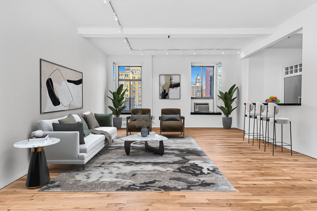 303 Mercer Street, Unit A601 Manhattan, NY 10003 - Photo 2 of 19 a living room with furniture