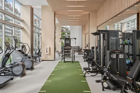 a view of a room with gym equipment