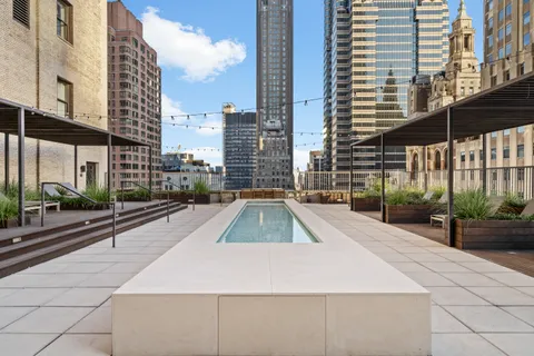 a view of a city with tall buildings