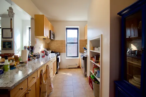 a kitchen with lots of counter top space