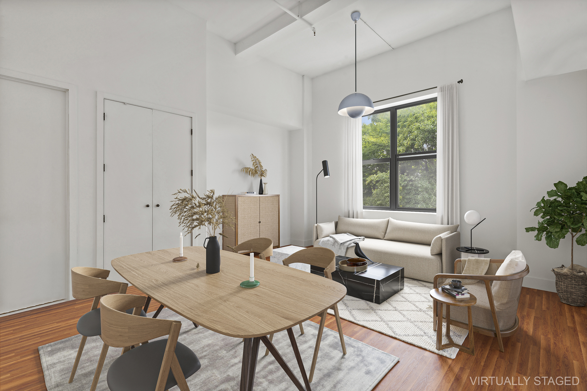 180 Bainbridge Street, Unit 106 Brooklyn, NY 11233 - Photo 6 of 22 a view of a dining room with furniture window and outside view