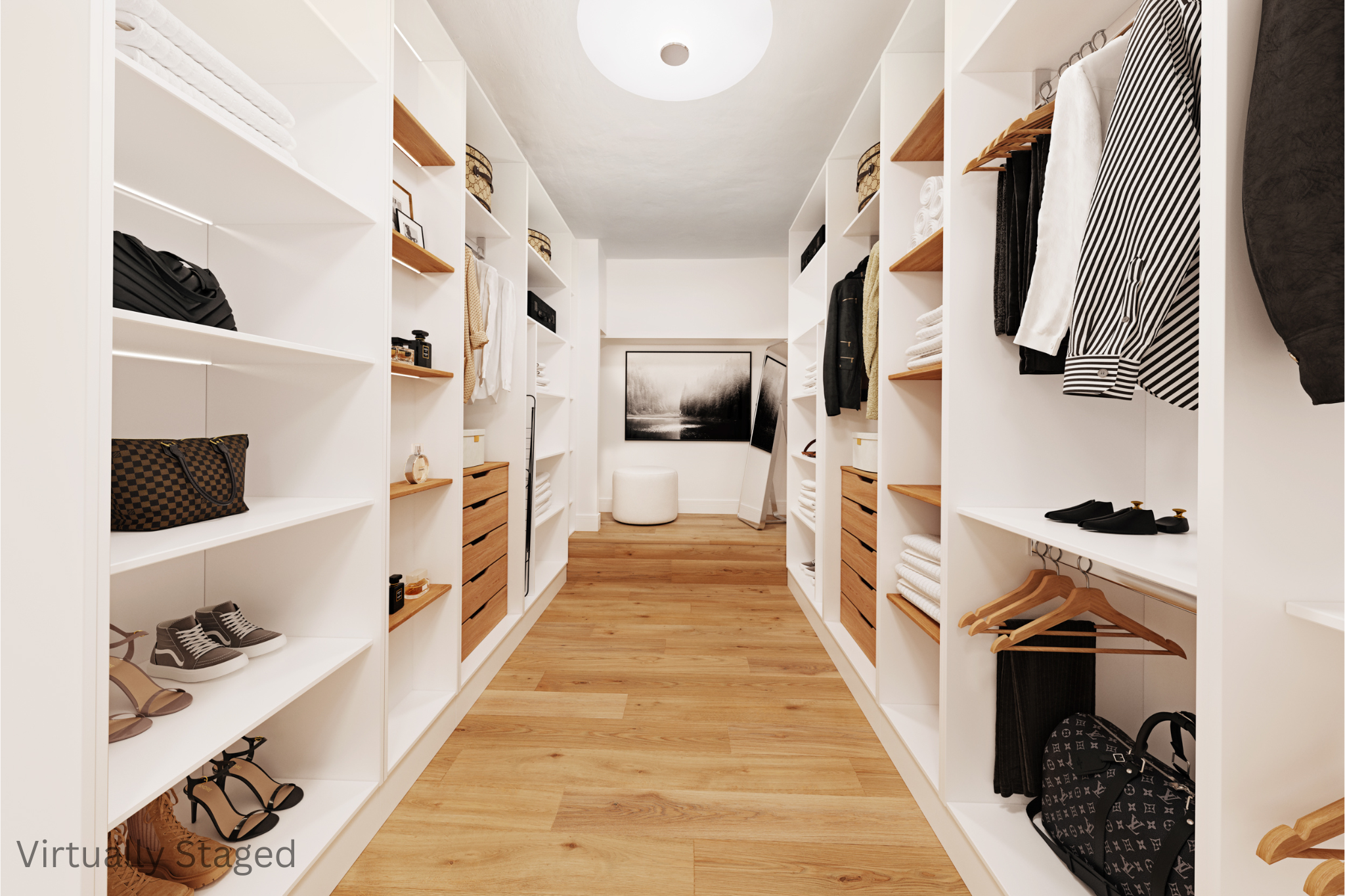 377 West 11th Street, Unit 3G Manhattan, NY 10014 - Photo 13 of 14 a hallway with white cabinets and black wooden floor
