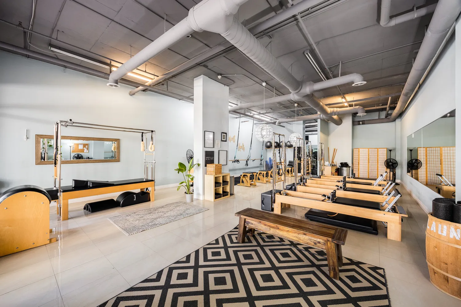 a outdoor space with lots of tables and chairs