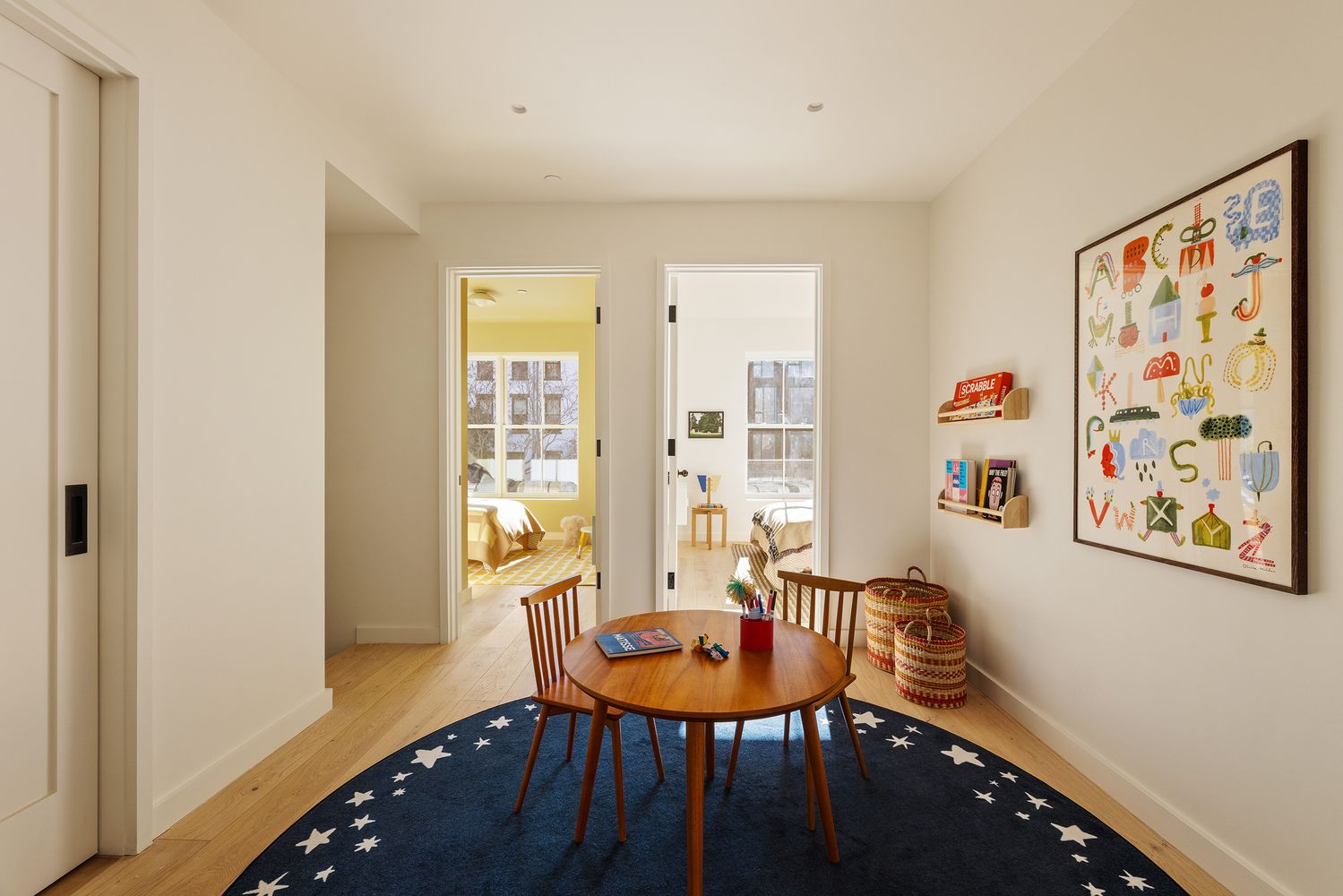 a view of a room with furniture window and wooden floor