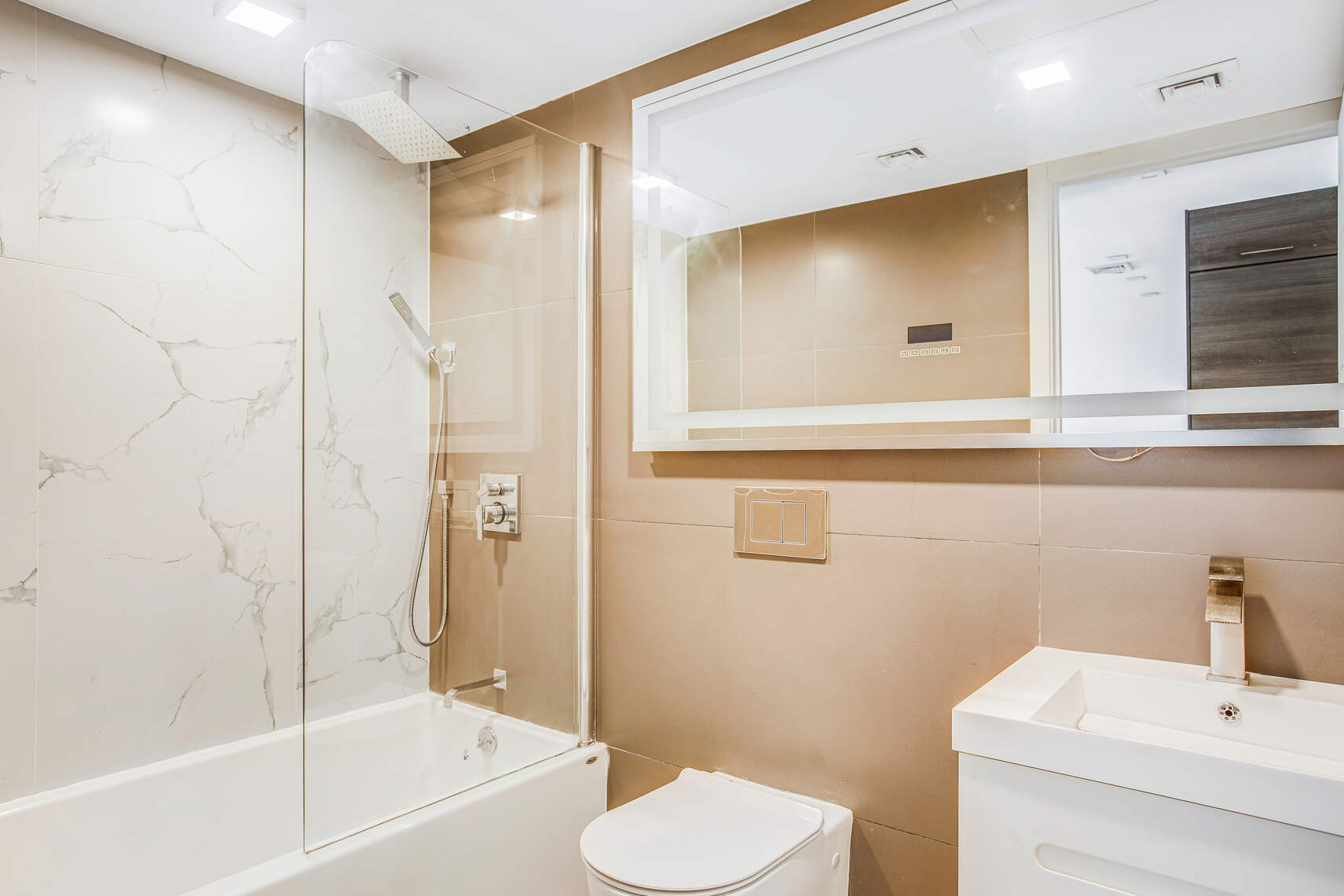 511 Lafayette Avenue, Unit 3B Brooklyn, NY 11205 - Photo 7 of 14 a bathroom with a sink a toilet and shower