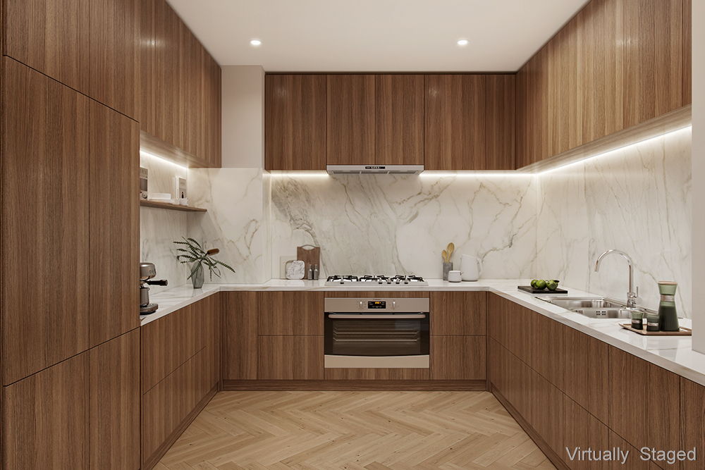 1185 Park Avenue, Unit 1A Manhattan, NY 10128 - Photo 4 of 11 a kitchen with stainless steel appliances granite countertop wooden cabinets a sink and dishwasher