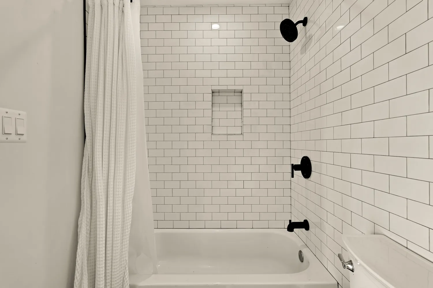 a bathroom with a bathtub