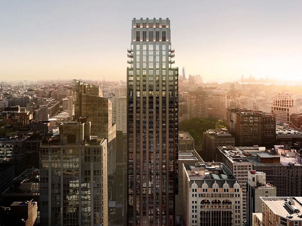 a view of a city with tall buildings