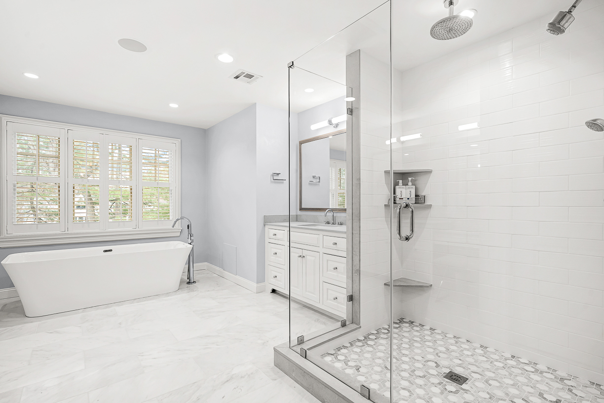 Country Way Needham, MA 02492 - Photo 17 of 27 a spacious bathroom with a tub sink and shower