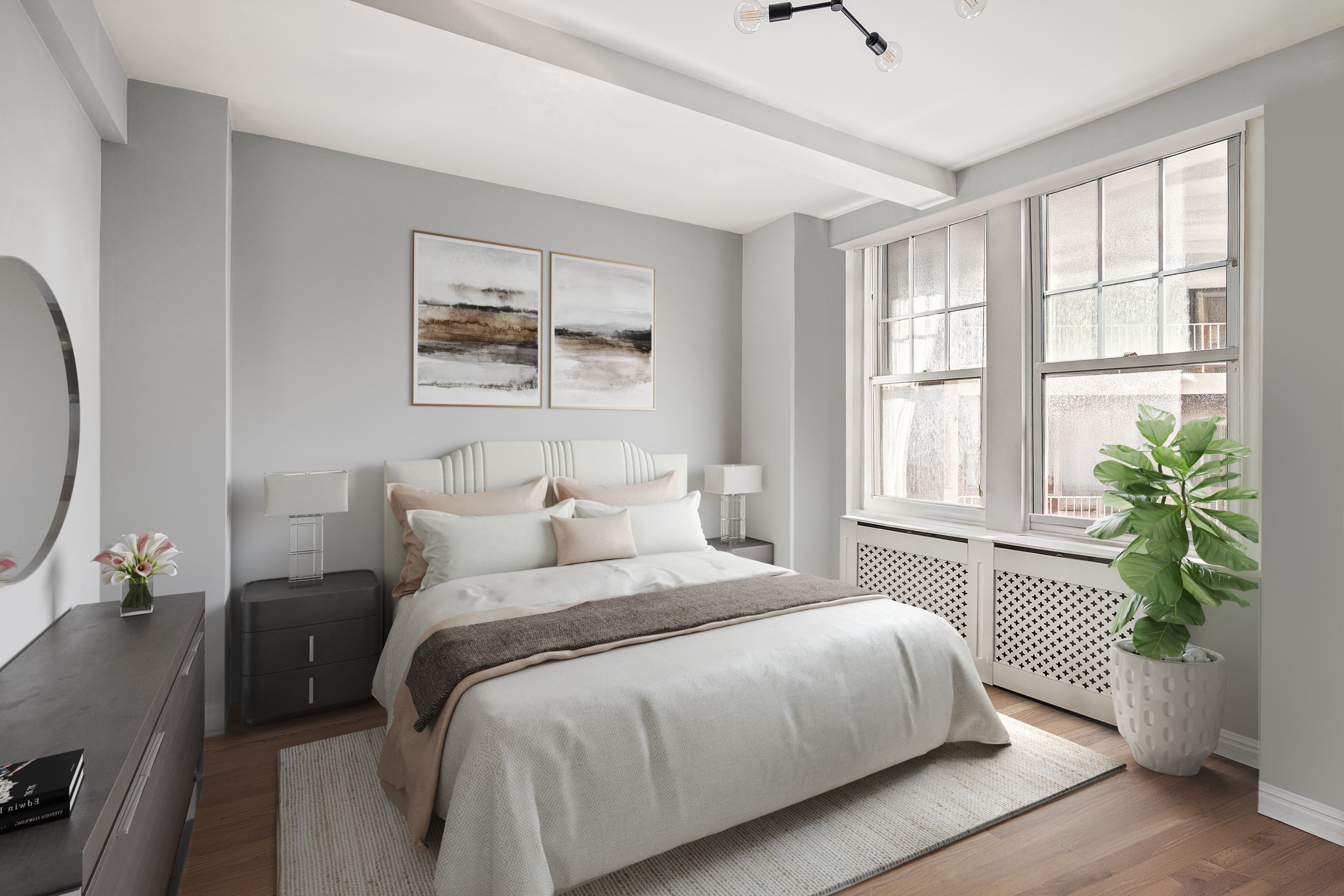 302 West 12th Street, Unit 5G Manhattan, NY 10014 - Photo 9 of 18 a bedroom with a bed and a potted plant