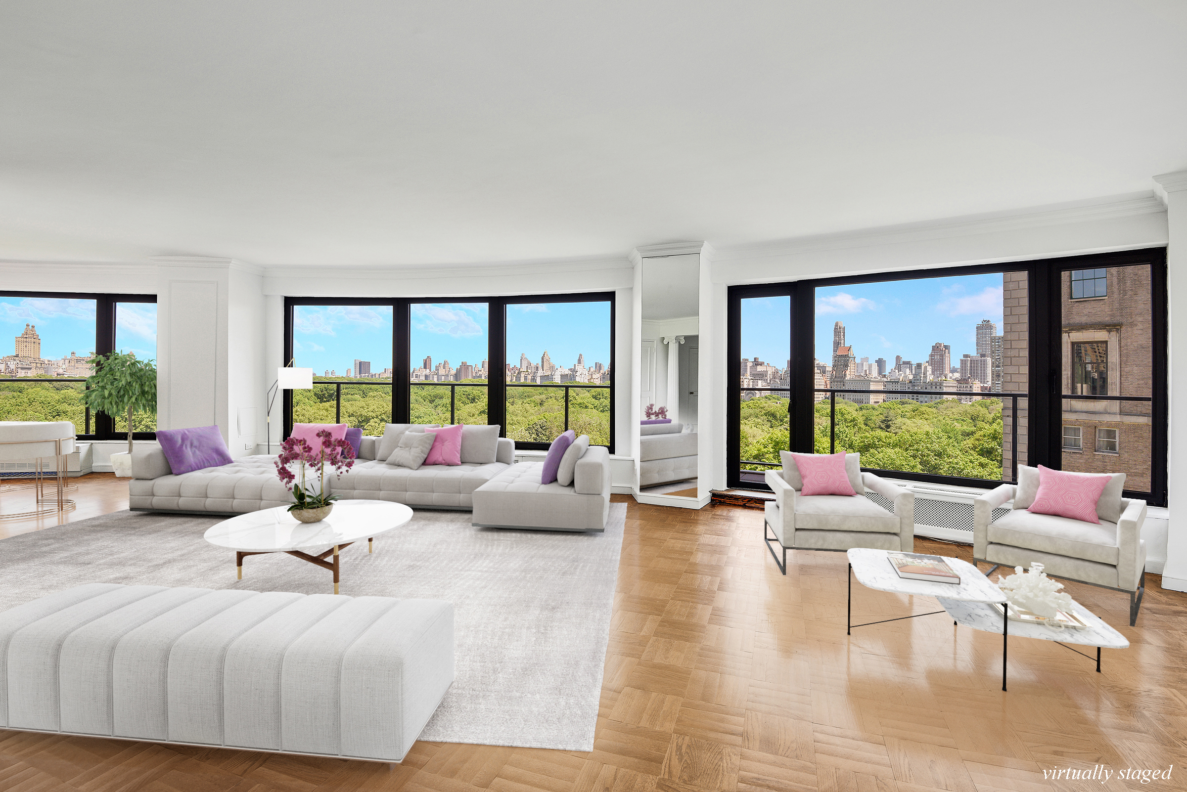 200 Central Park South, Unit 14B Manhattan, NY 10019 - Photo 2 of 17 a living room with furniture and a large window