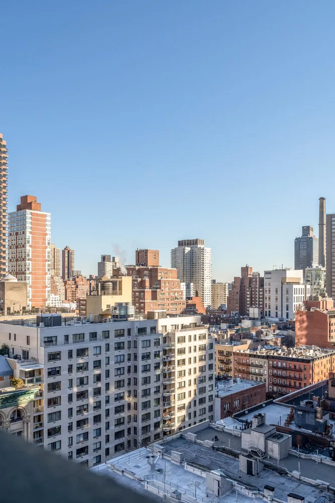 a view of a city that has tall buildings