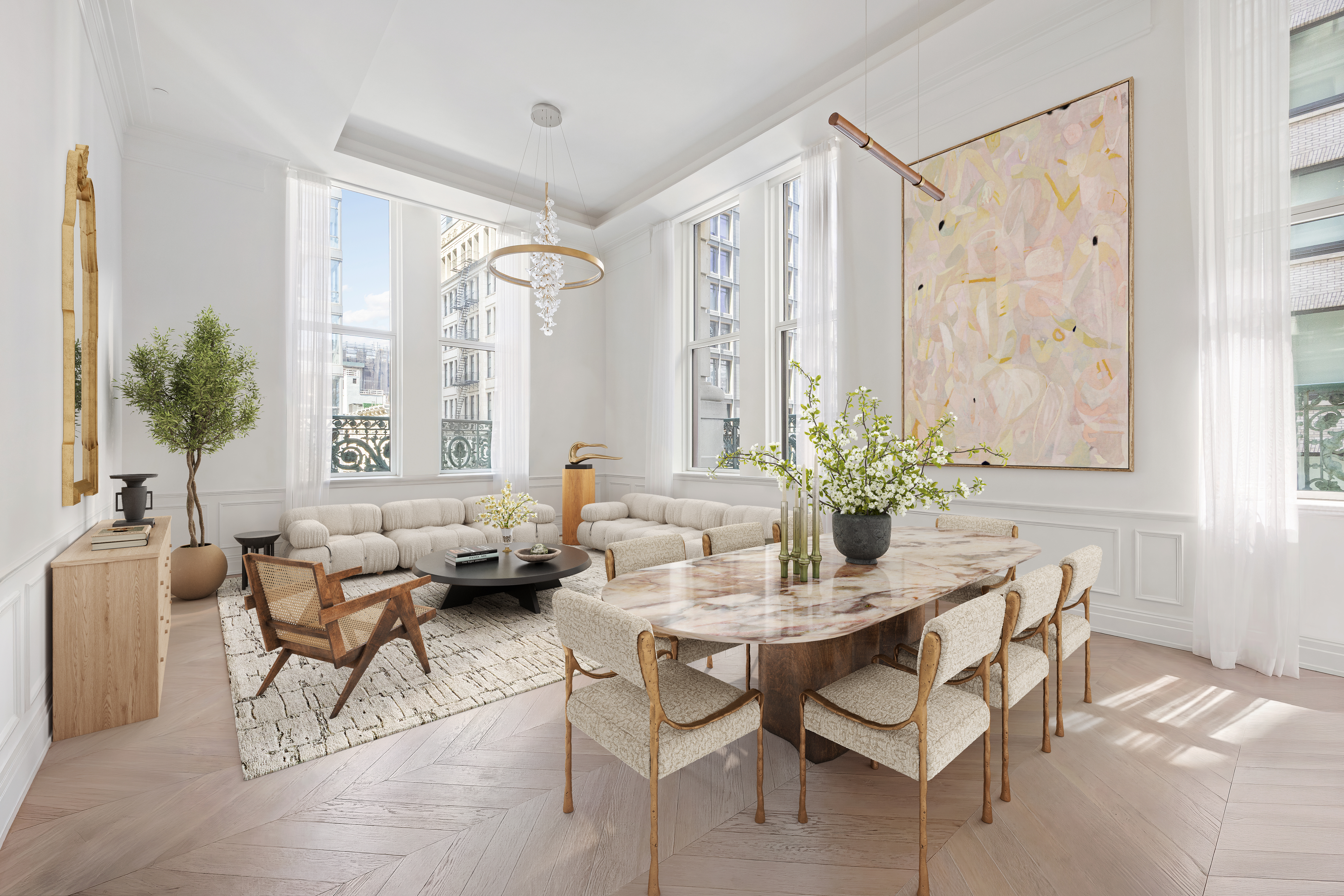 108 Leonard Street, Unit 5A Manhattan, NY 10013 - Photo 1 of 21 a dining room with furniture and window