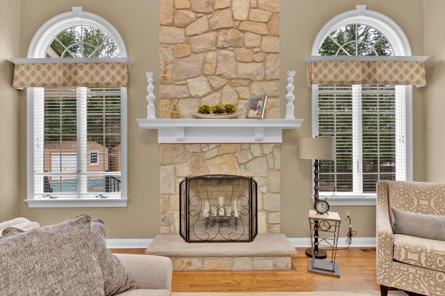 3 Pembroke Drive Voorhees, NJ 08043 - Photo 32 of 112 a living room with furniture a fireplace and a large window