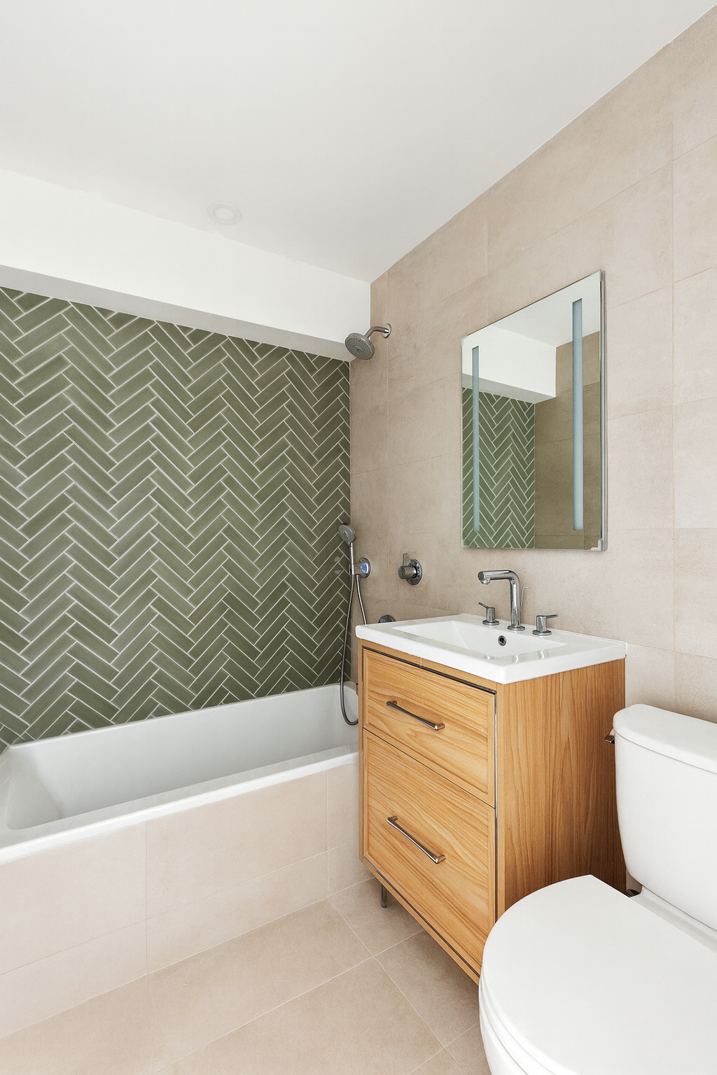 175 West 12th Street, Unit 20E Manhattan, NY 10011 - Photo 9 of 12 a bathroom with a toilet a sink and mirror