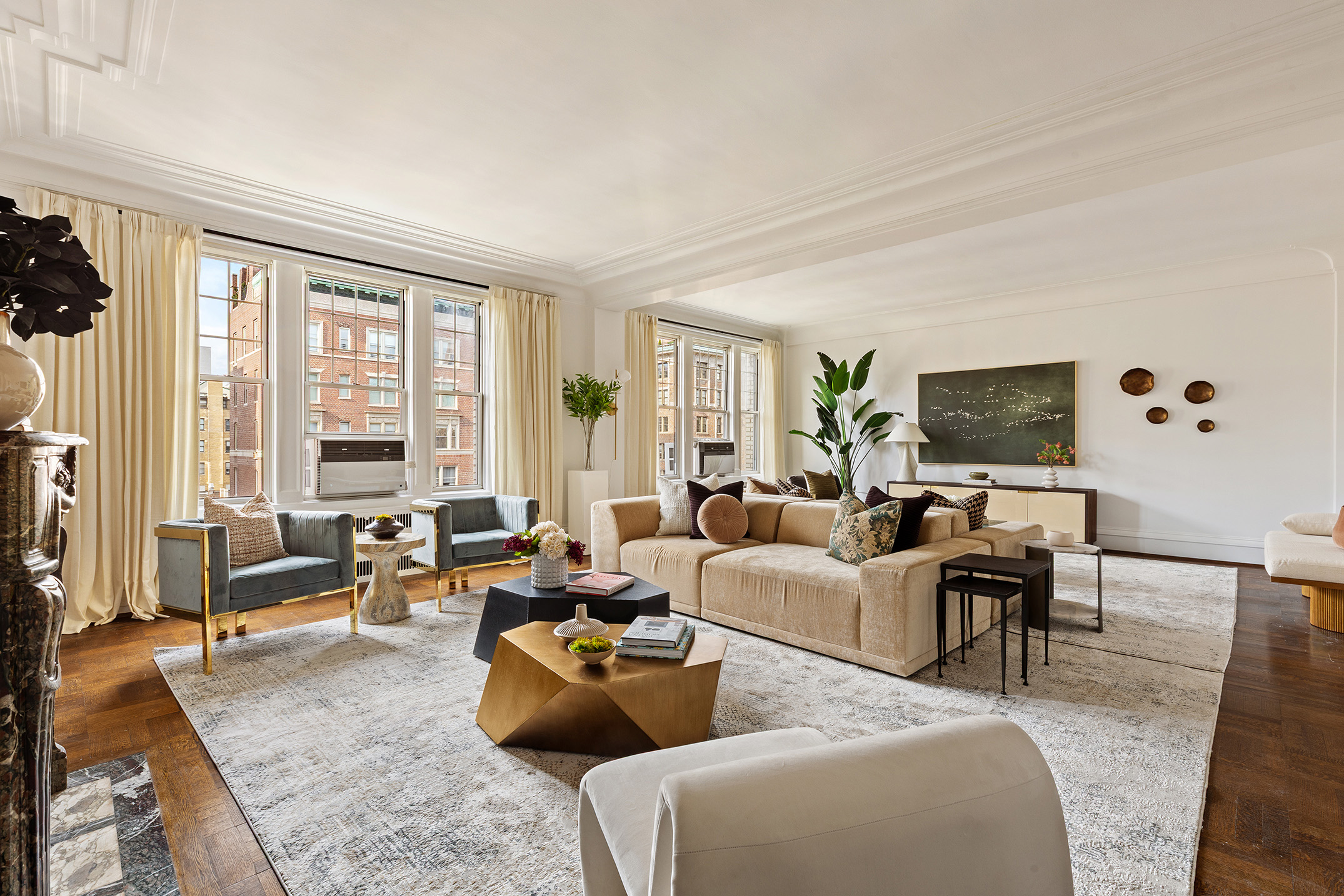 875 Park Avenue, Unit 11C Manhattan, NY 10075 - Photo 4 of 25 a living room with furniture and a flat screen tv
