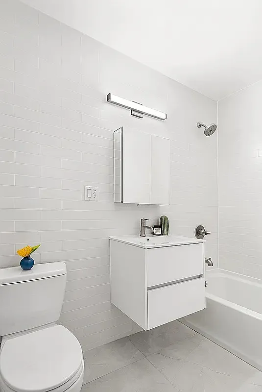 53 3rd Street, Unit 1R Brooklyn, NY 11231 - Photo 6 of 6 a bathroom with a sink a toilet and a mirror