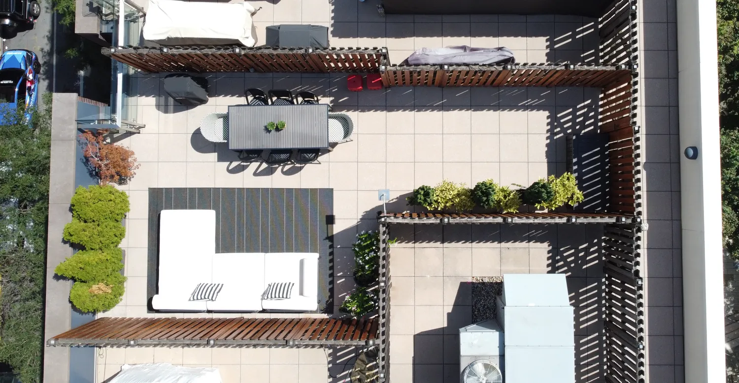 a view of city from a balcony