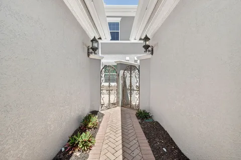 a hallway with windows