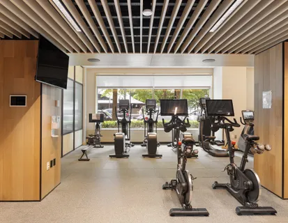 a view of a room with gym equipment
