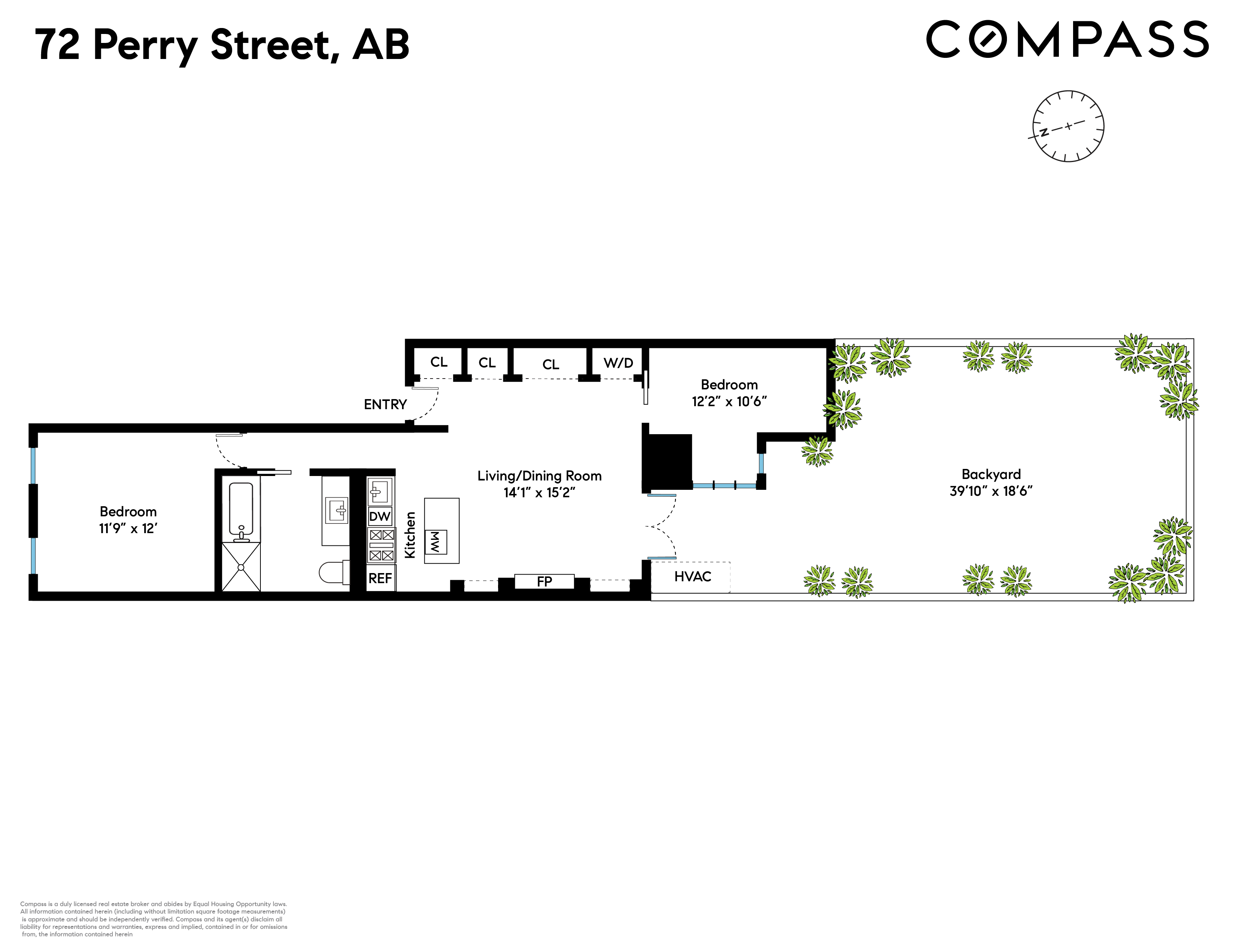 72 Perry Street, Unit GARDEN Manhattan, NY 10014 - Photo 15 of 15 a black and white photo of a floor plan