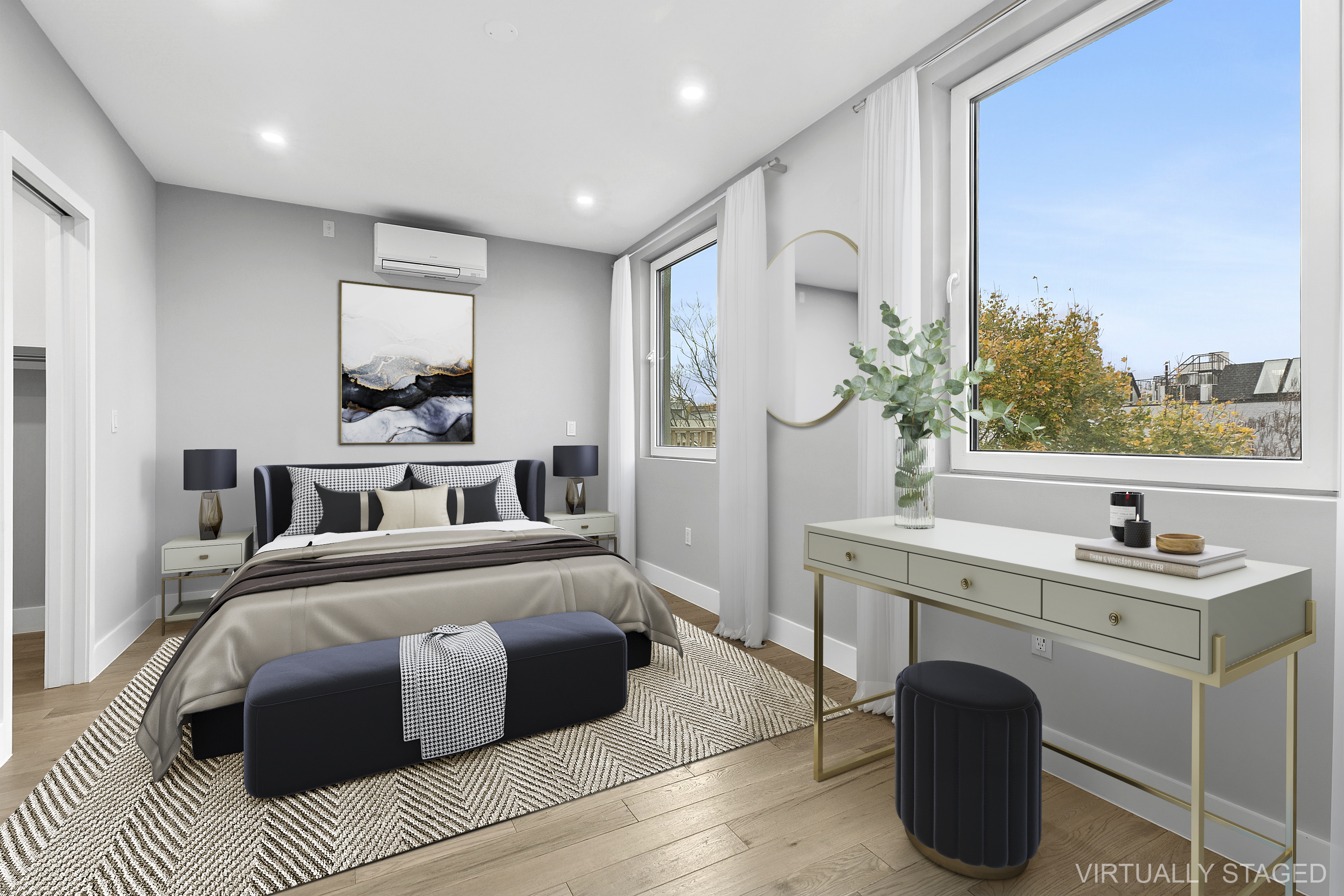 434 Throop Avenue, Unit 2 Brooklyn, NY 11221 - Photo 8 of 20 a bedroom with a bed and a desk