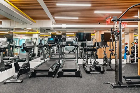 a view of a room with gym equipment