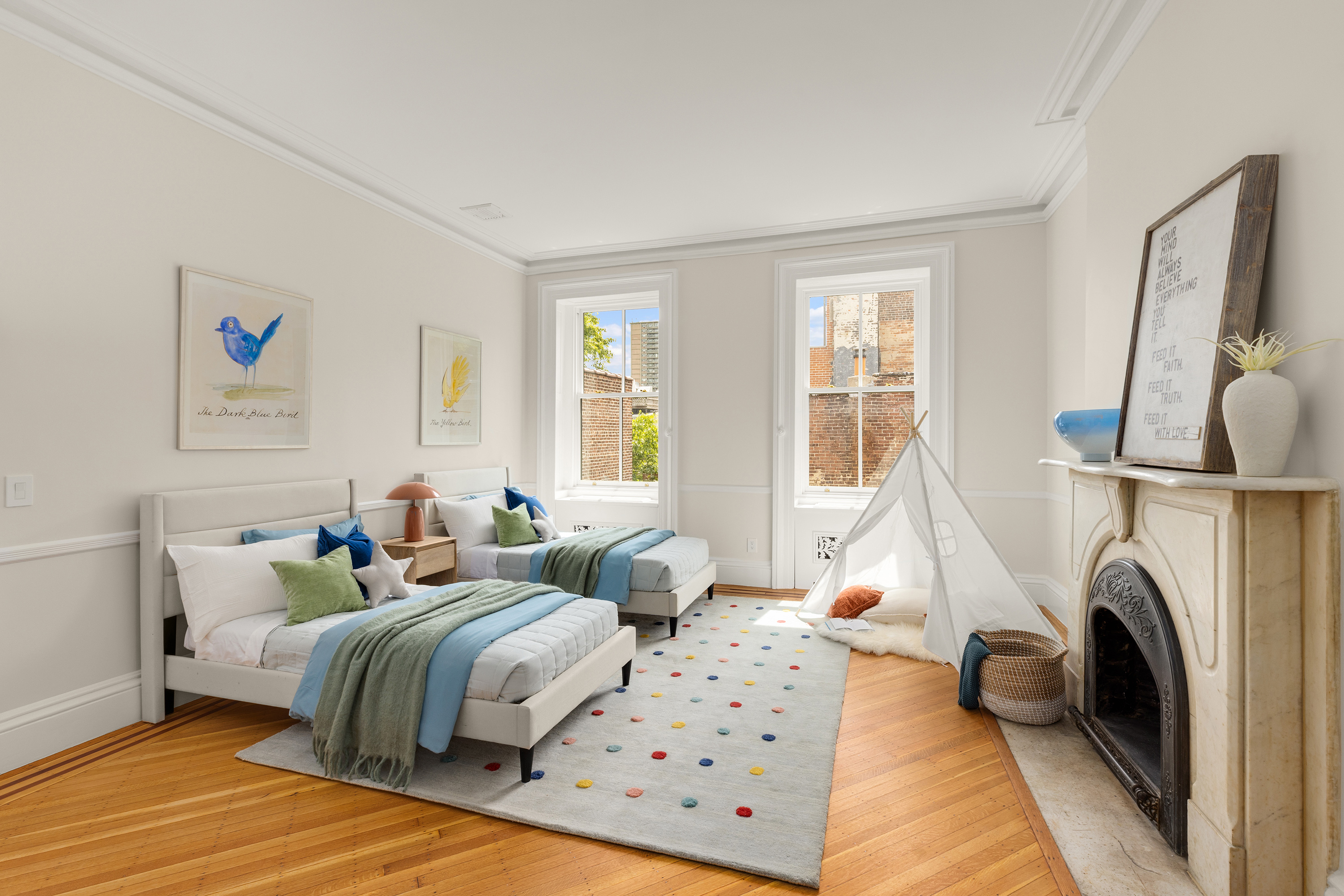 75 Columbia Heights Brooklyn, NY 11201 - Photo 18 of 28 a bedroom with two beds and a large window