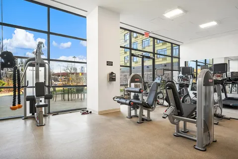 a view of a room with gym equipment