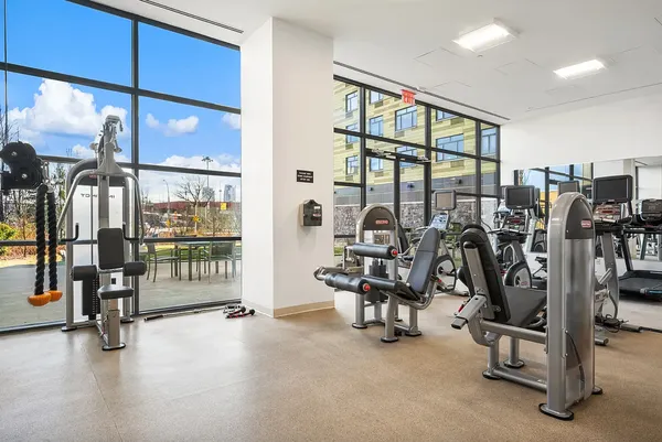 a view of a room with gym equipment
