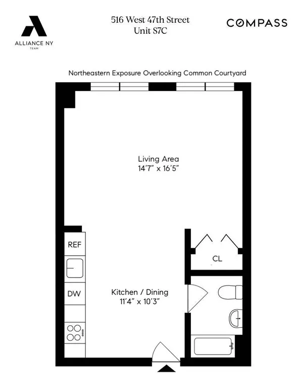 $3,150 | 516 West 47th Street, Unit S7C | Hell's Kitchen