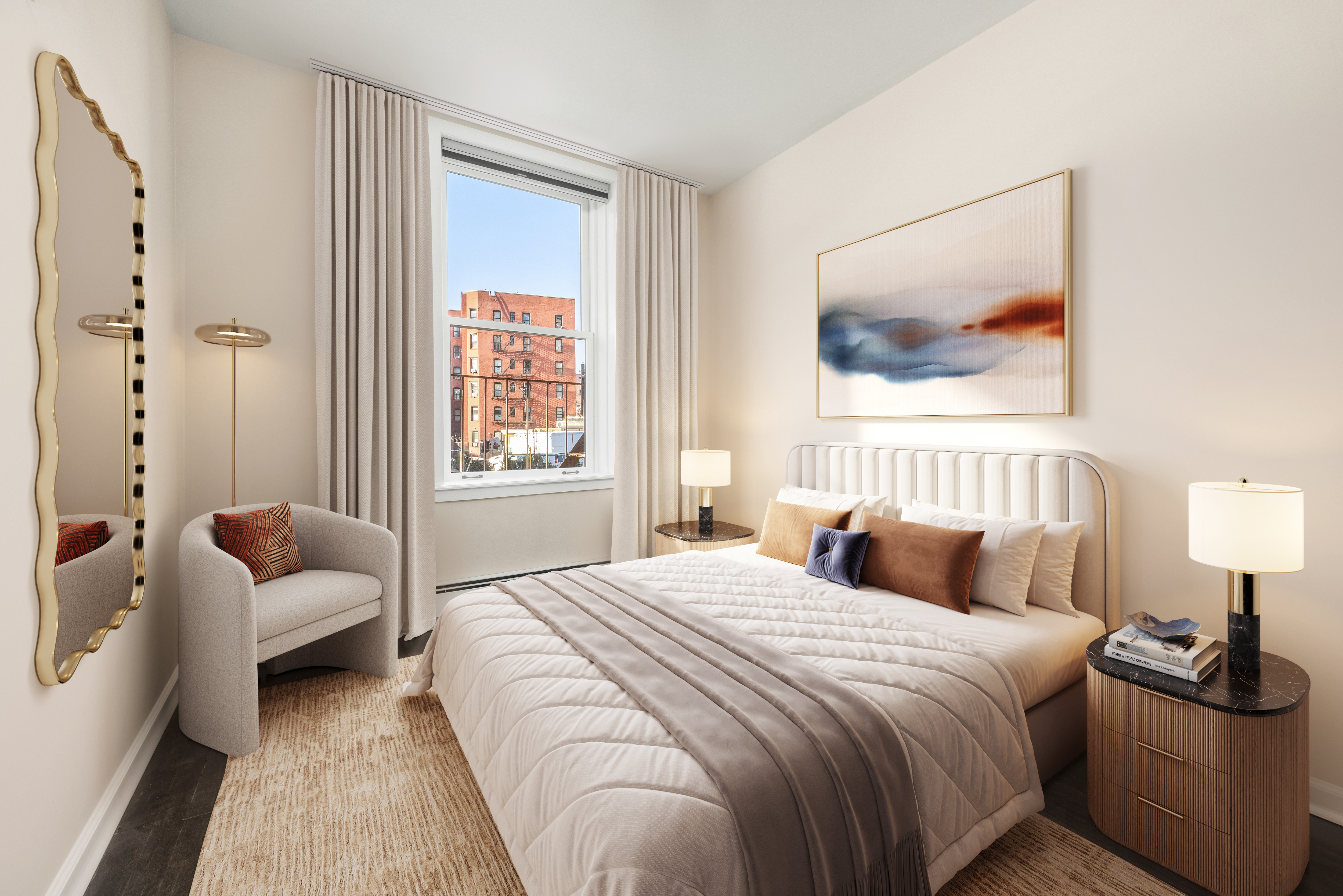 160 West 11th Street, Unit 1 Manhattan, NY 10011 - Photo 13 of 18 a bedroom with bed and a couch