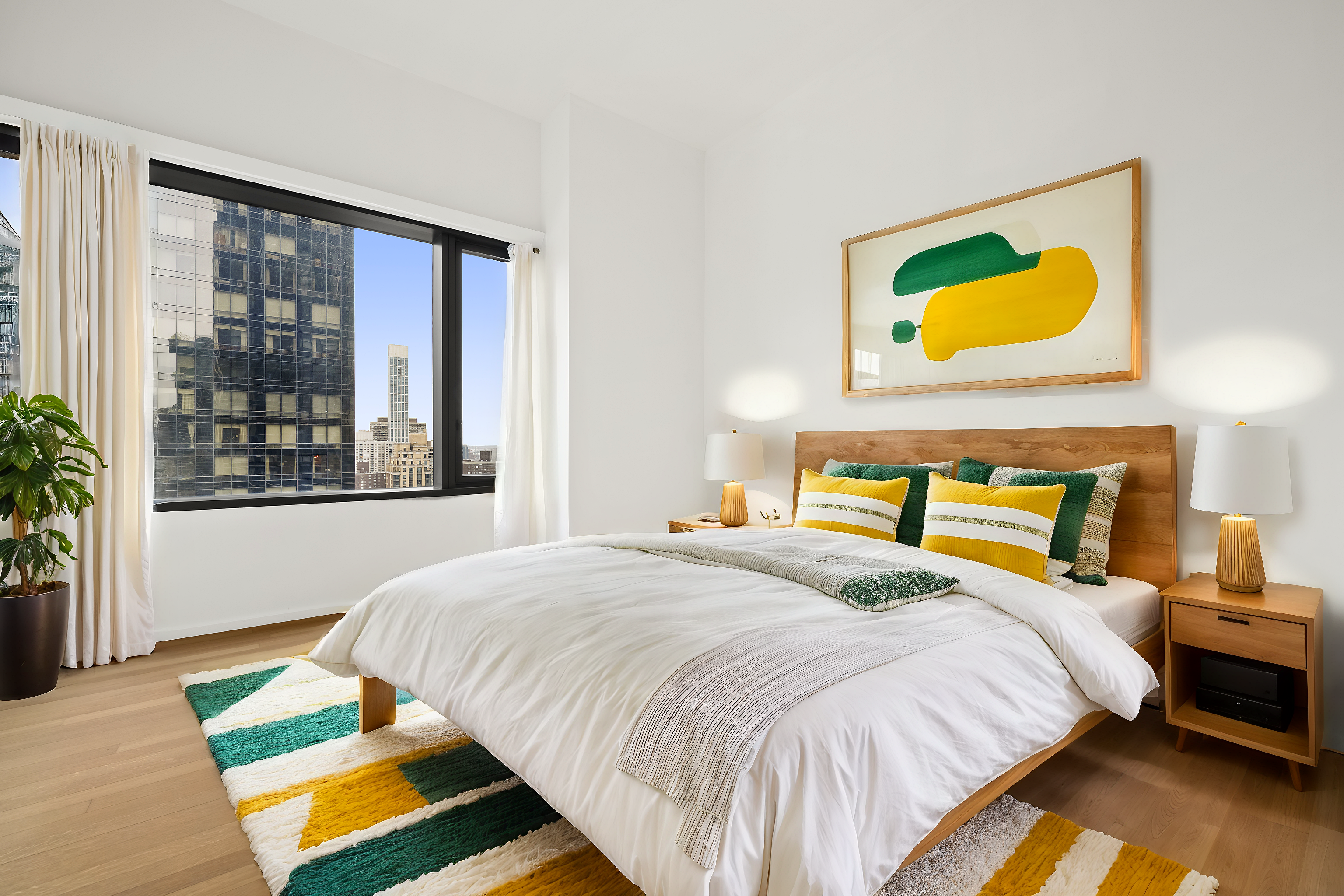 50 United Nations Plaza, Unit 34B Manhattan, NY 10017 - Photo 12 of 17 a bedroom with a bed and a window