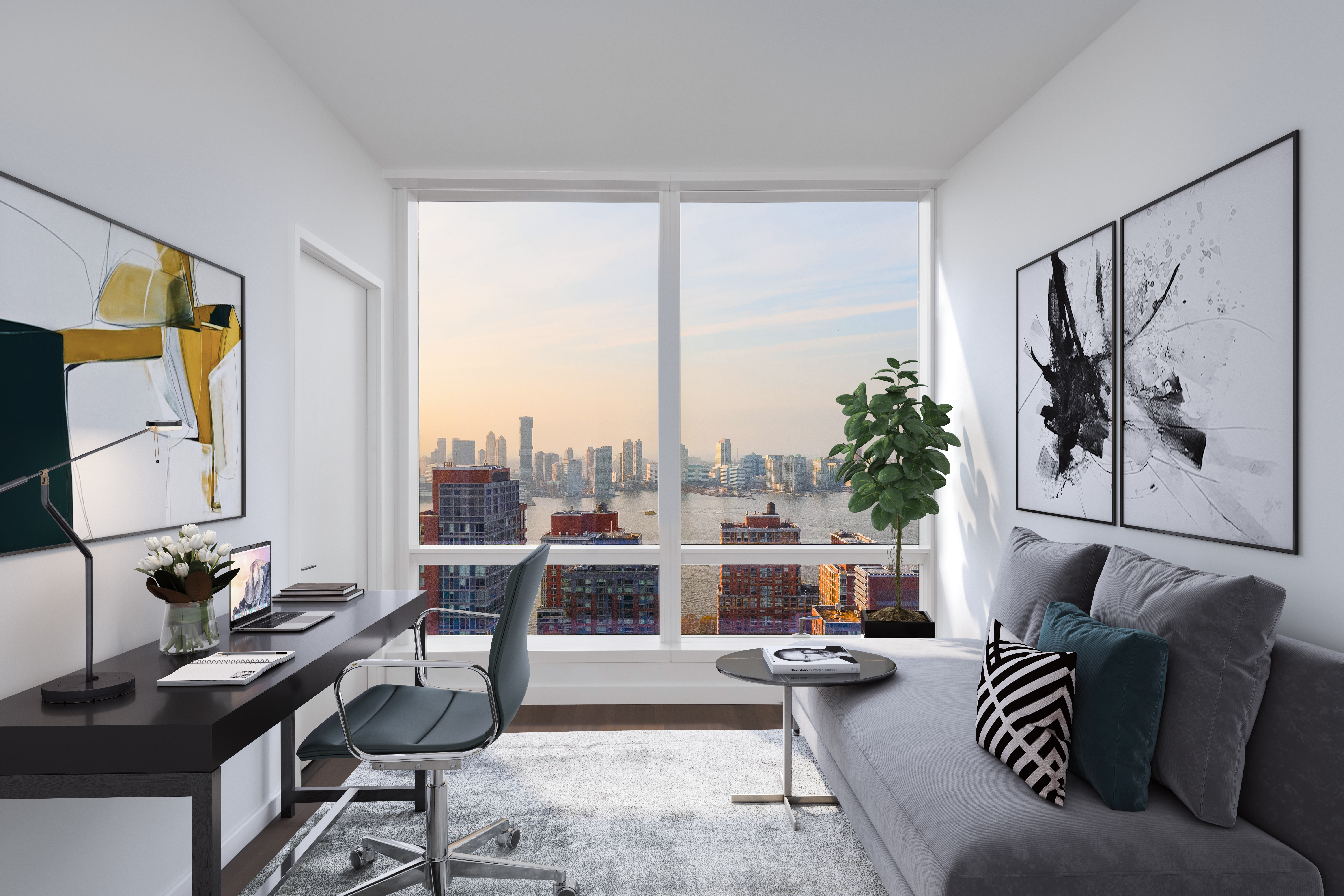 111 Murray Street, Unit 35W Manhattan, NY 10007 - Photo 8 of 15 a living room with furniture and a large window