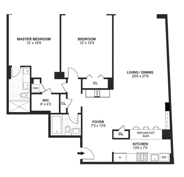 166 East 63rd Street, Unit 2J Manhattan, NY 10065 - Photo 14 of 14 a picture of a floor plan