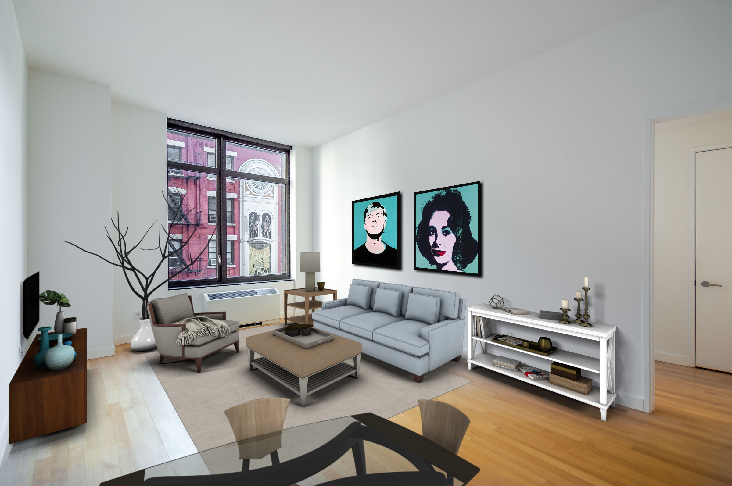 450 East 83rd Street, Unit 3D Manhattan, NY 10028 - Photo 1 of 15 a living room with furniture a rug and a window