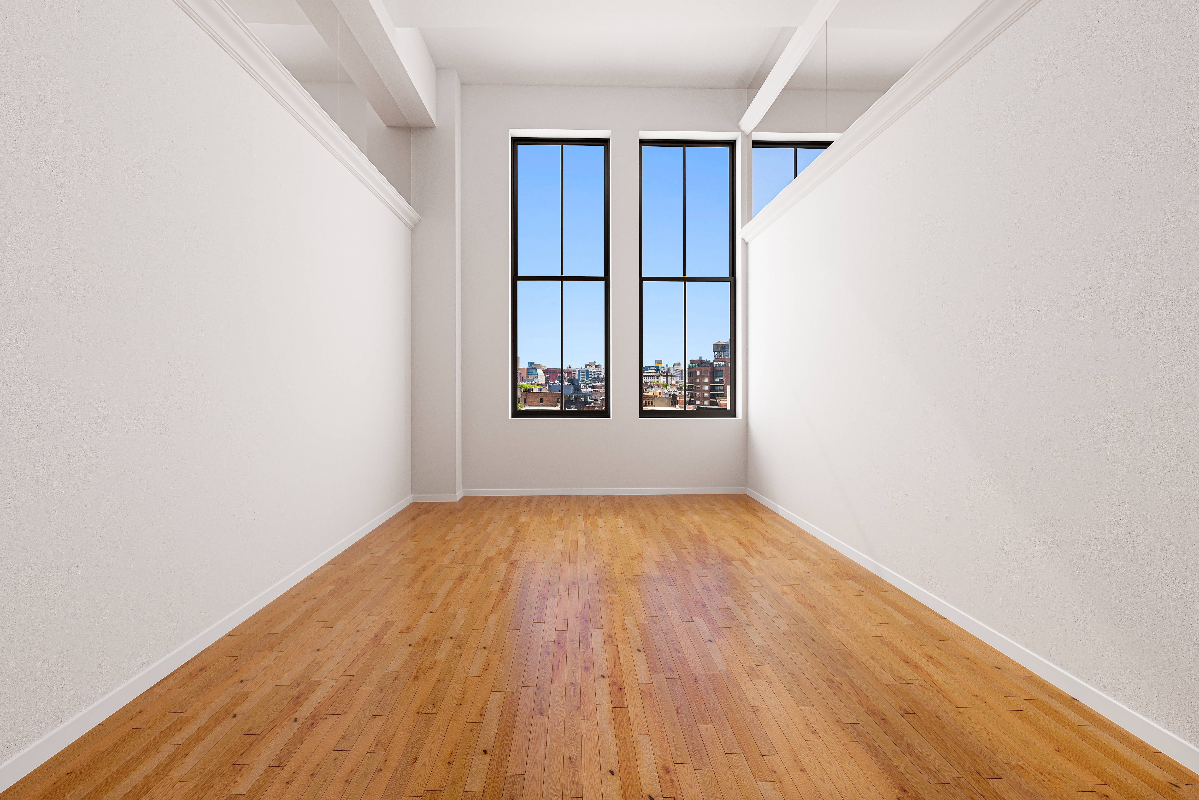 421 Hudson Street, Unit 504 Manhattan, NY 10014 - Photo 4 of 13 an empty room with wooden floor and windows