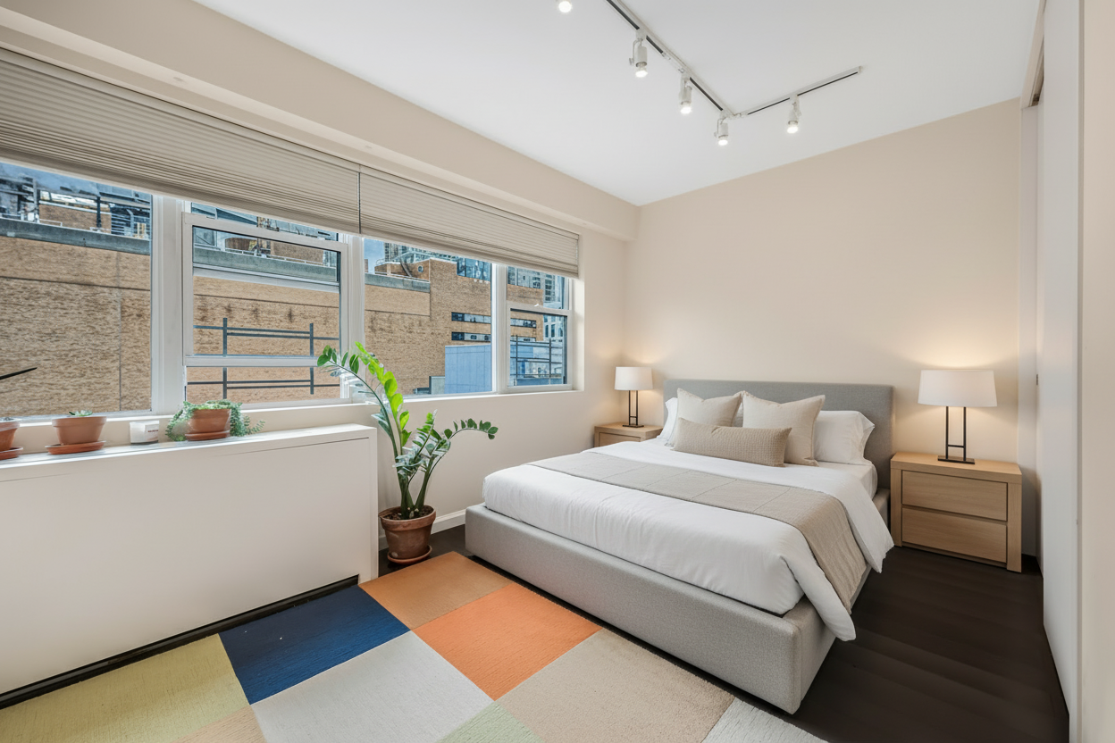 520 East 76th Street, Unit 10H Manhattan, NY 10021 - Photo 13 of 20 a bedroom with a bed and a table