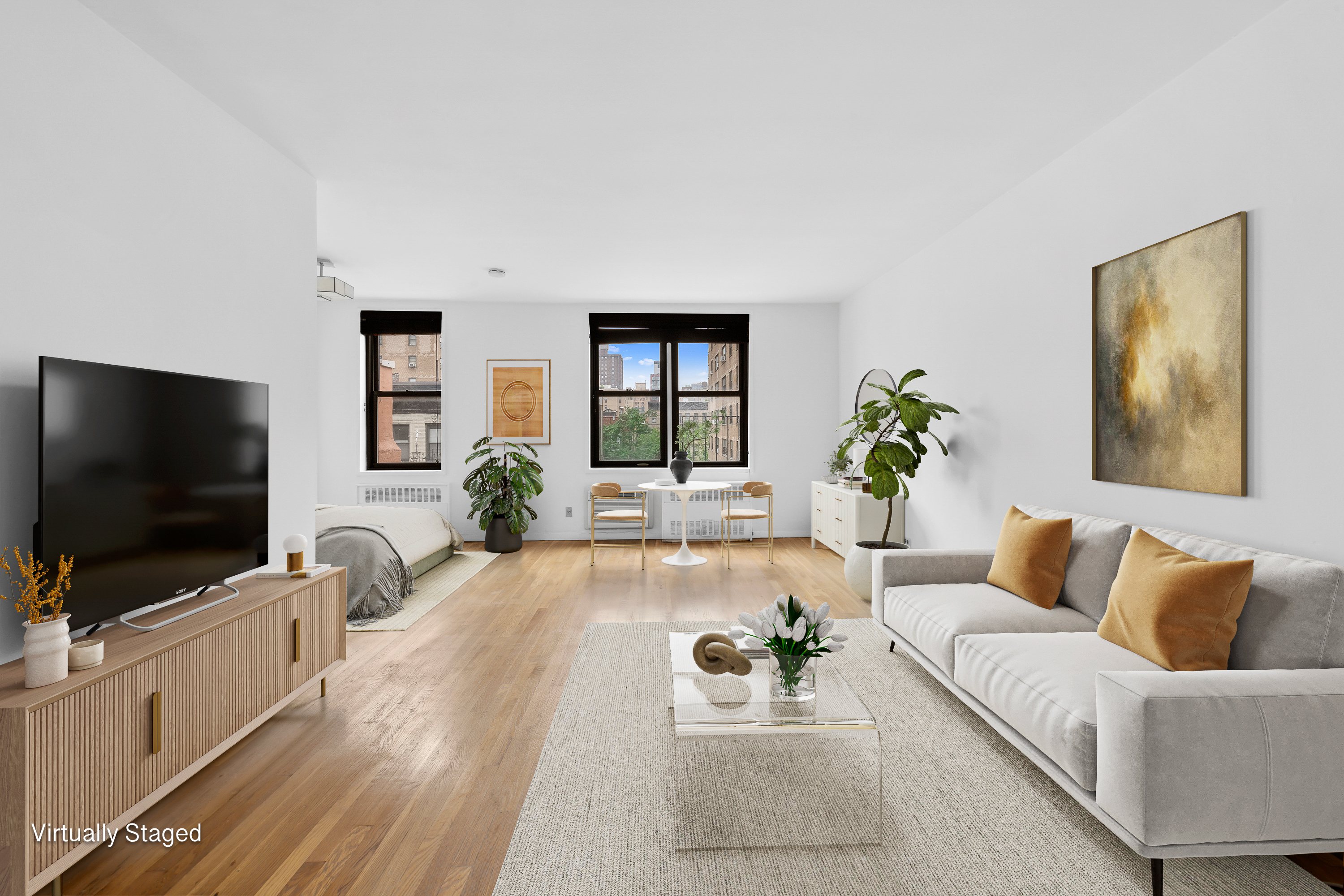 229 East 28th Street, Unit 6D Manhattan, NY 10016 - Photo 1 of 6 a living room with furniture and a flat screen tv