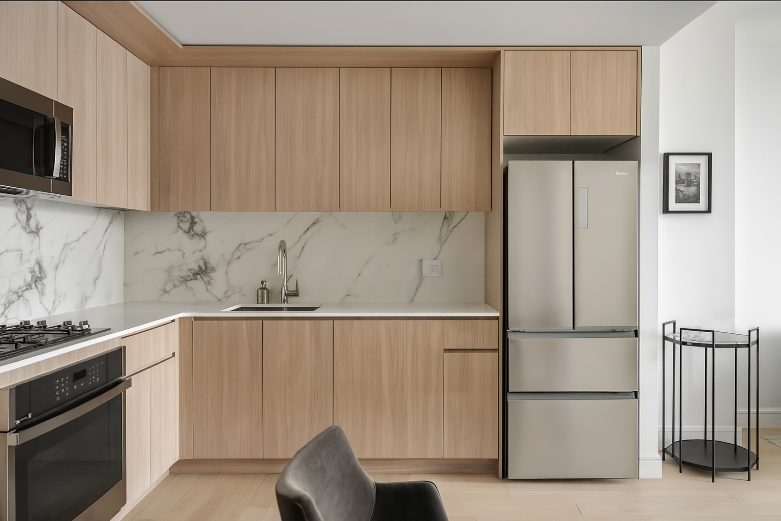 60 Wharf Drive, Unit 912 Brooklyn, NY 11222 - Photo 4 of 9 a kitchen with a refrigerator and a stove top oven