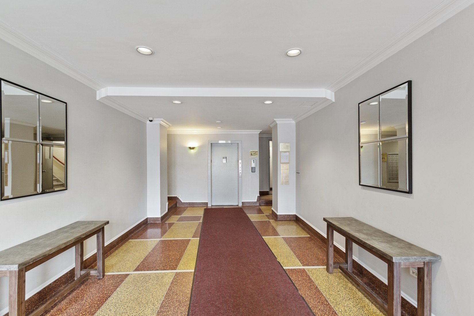 54 Orange Street, Unit 6D Brooklyn, NY 11201 - Photo 6 of 9 a hallway with a black white checkered floor