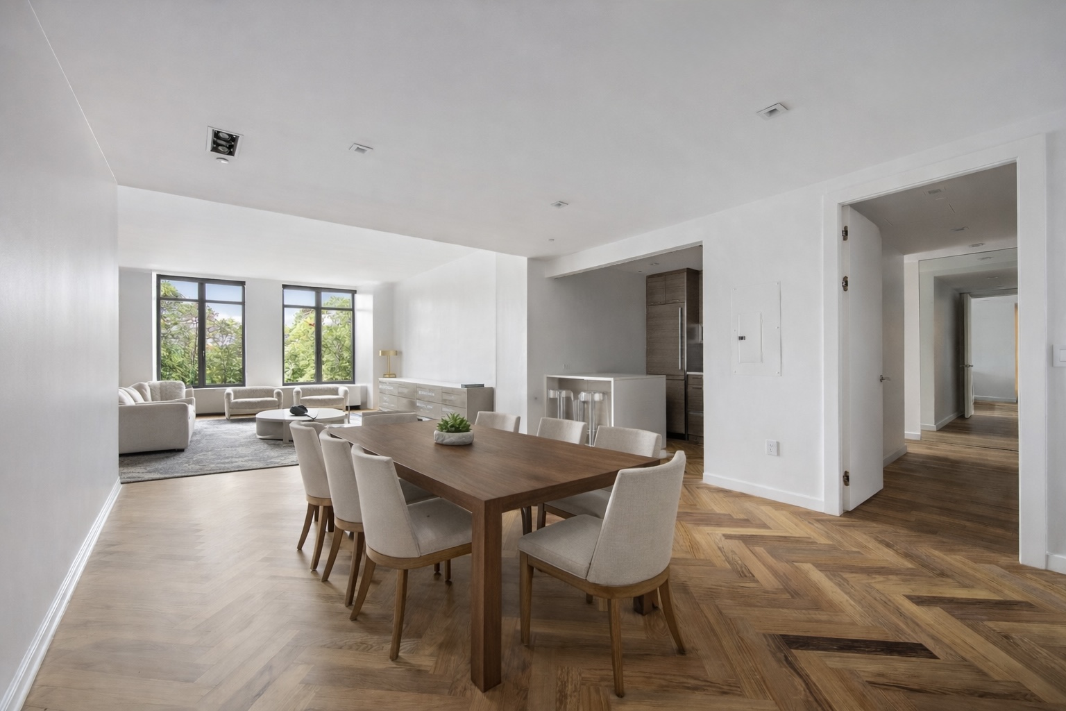 400 West 12th Street, Unit 3F Manhattan, NY 10014 - Photo 4 of 15 a view of a dining room with furniture and wooden floor